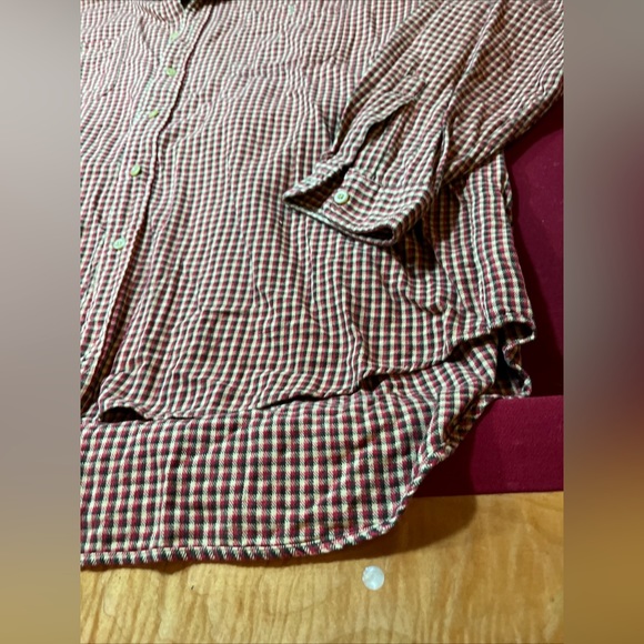 Y2K Abercrombie & Fitch men XL Red Tan checkered Shirt Long Sleeve Pocket Cotton - Picture 10 of 16